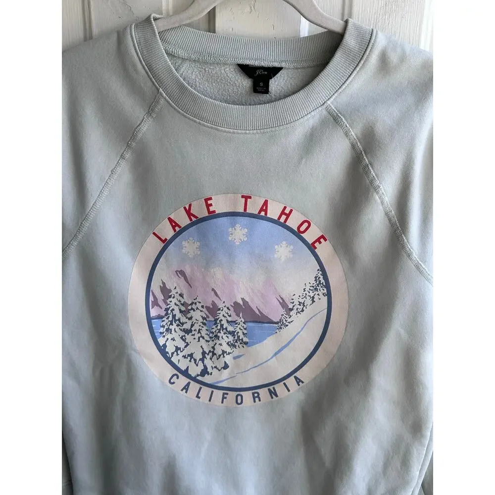 J.Crew Lake Tahoe Graphic Fleece Pullover Sweatshirt Size Small